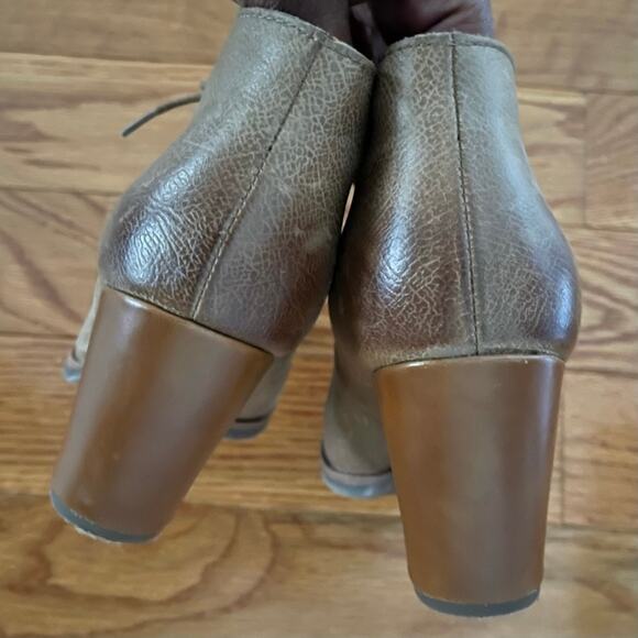 Kork-Ease Roana Womens 7.5 Lace-Up Ankle Booties Slate Leather Boho Chic Neutral - Picture 5 of 9